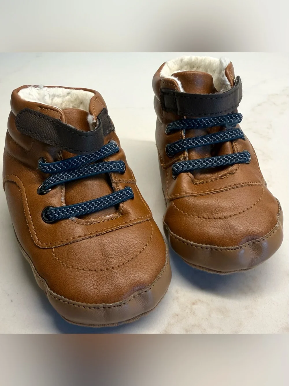 Old Navy Baby Faux Leather Sherpa-Lined Booties Brown 12-18M